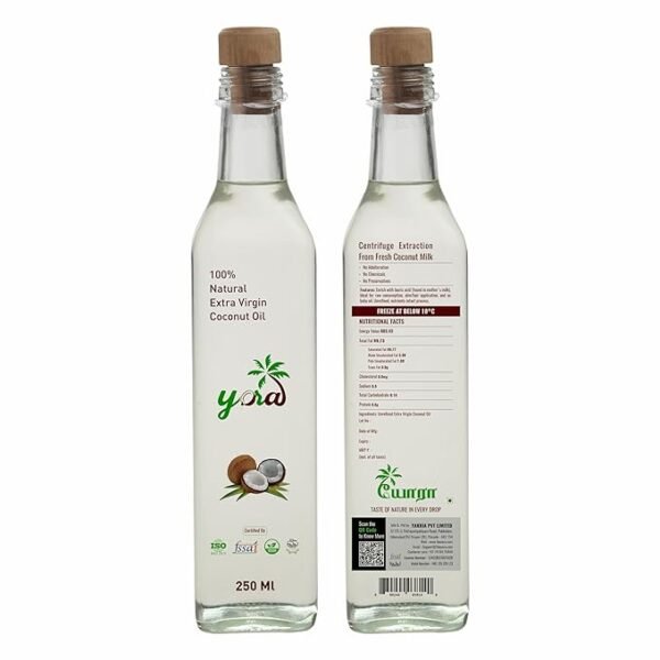 Yora Extra Virgin Coconut Oil (250 ml Glass Bottle) - Image 2