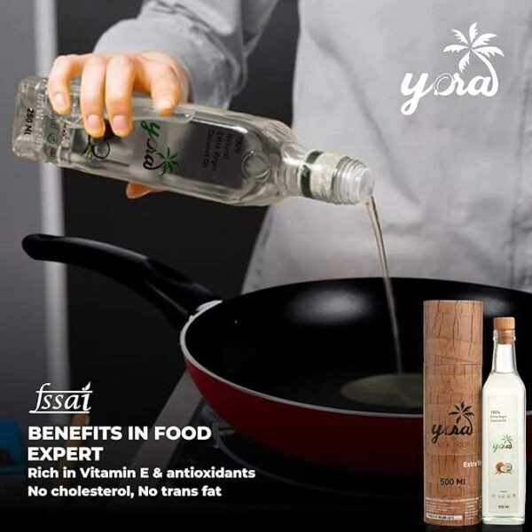Yora Extra Virgin Coconut Oil (250 ml Glass Bottle) - Image 6